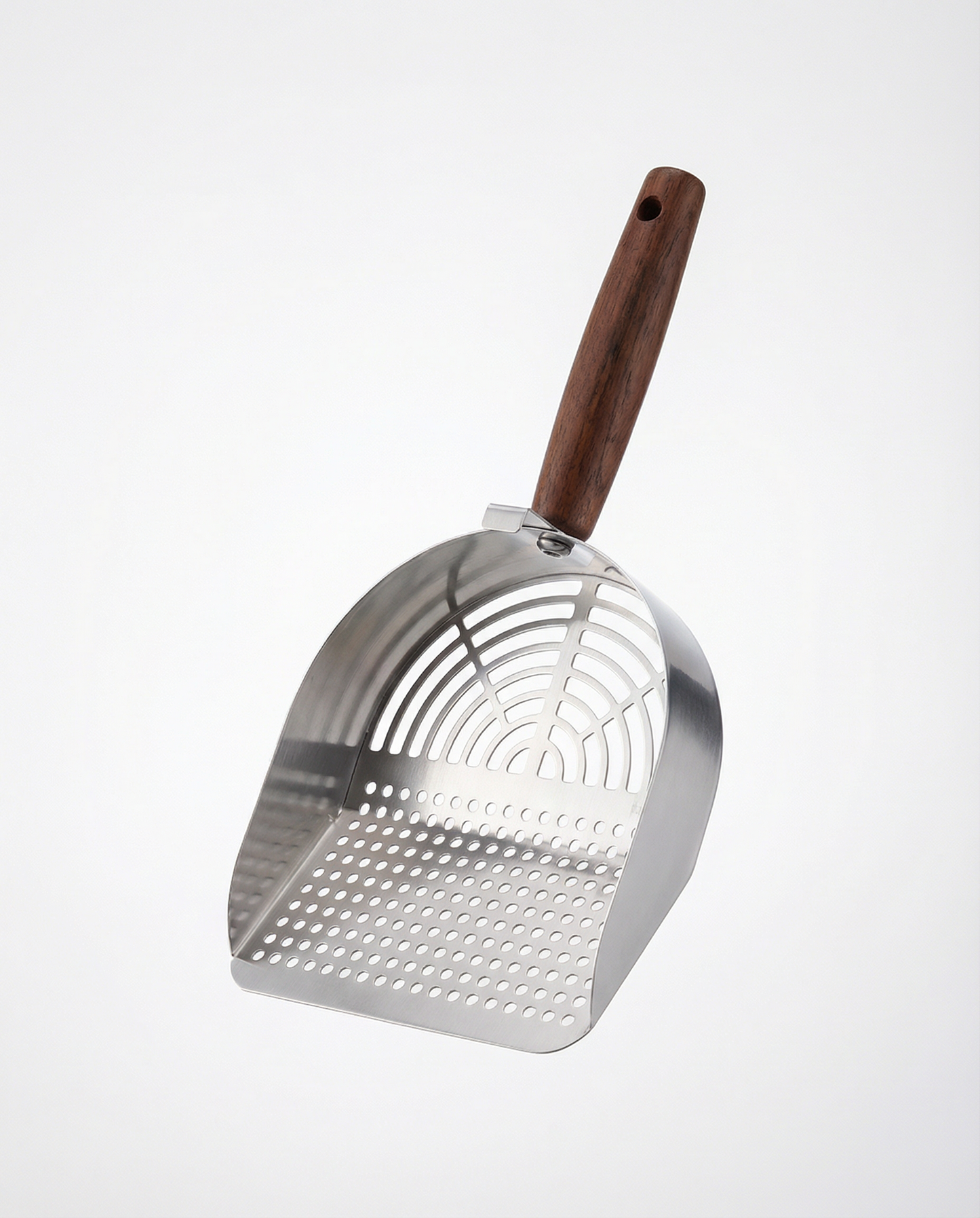 Premium Stainless Steel Cat Litter Scoop with Wood Handle