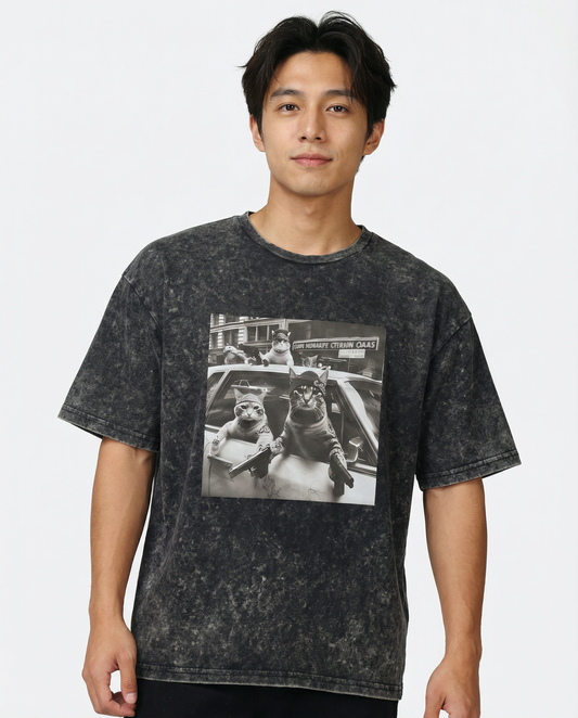 The Street Cats Tee — Acid Wash Black - Unisex