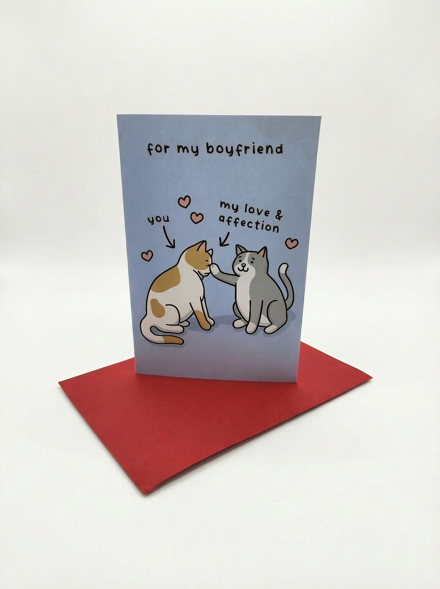 "For My Boyfriend" Cat Love & Affection Card