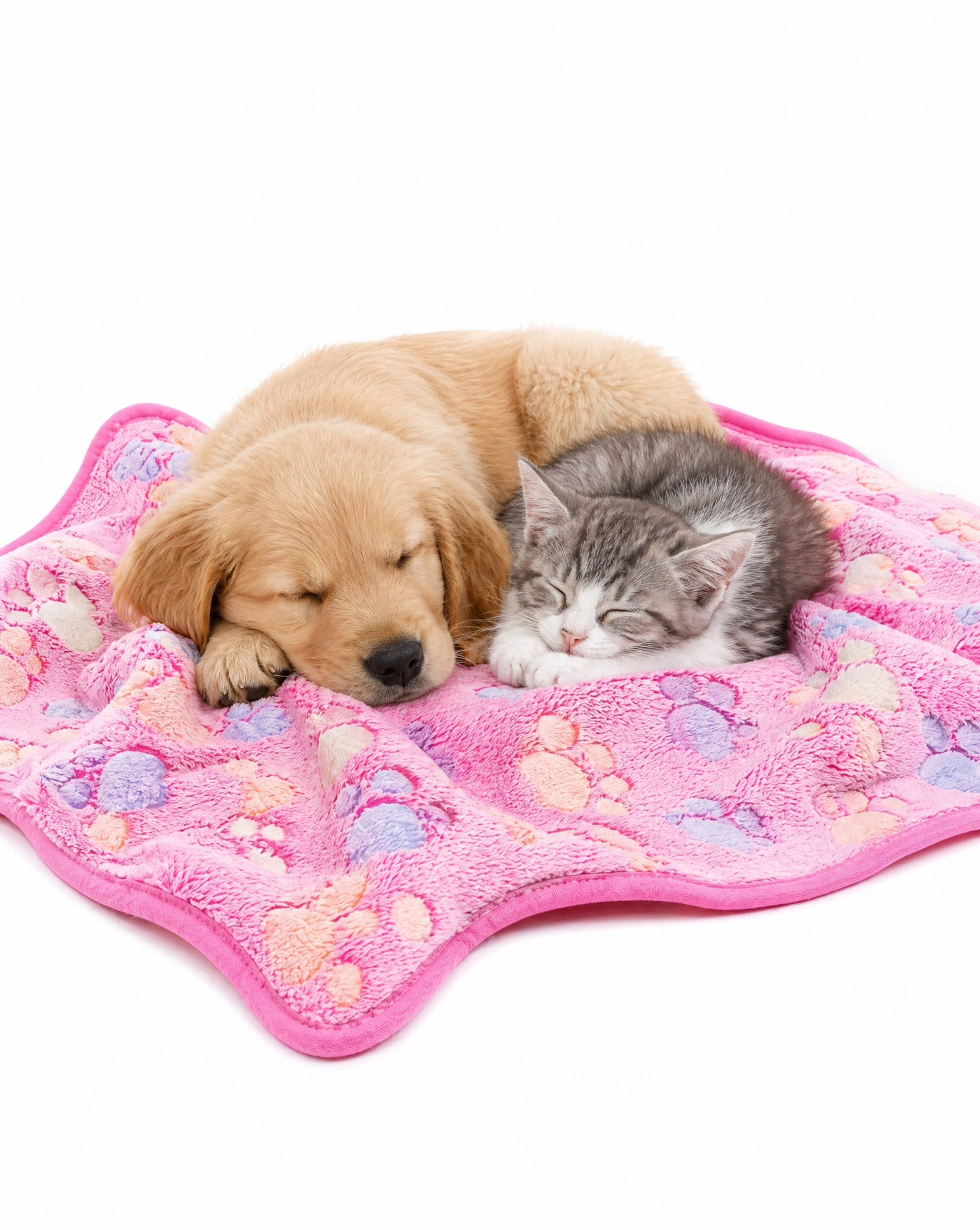 Paw Print Fleece Pet Blanket (40x60cm) - Set of 4