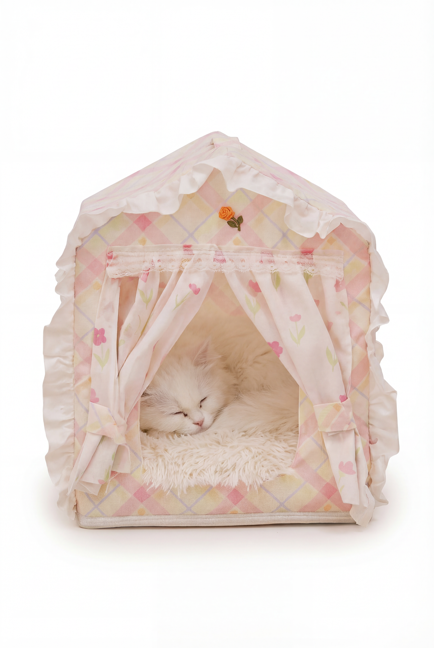Princess Cat House Tent Bed — Floral Lace Edition
