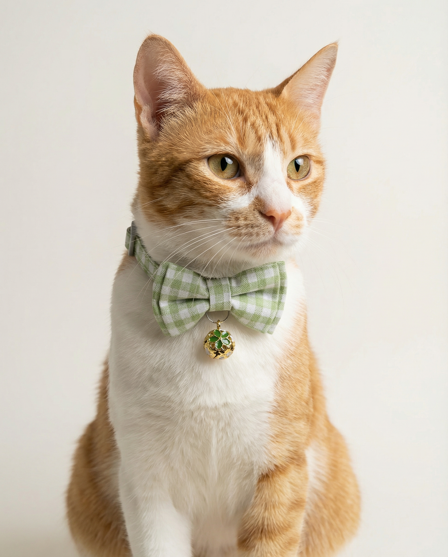 Gingham Bow Tie Cat Collar with Bell Charm