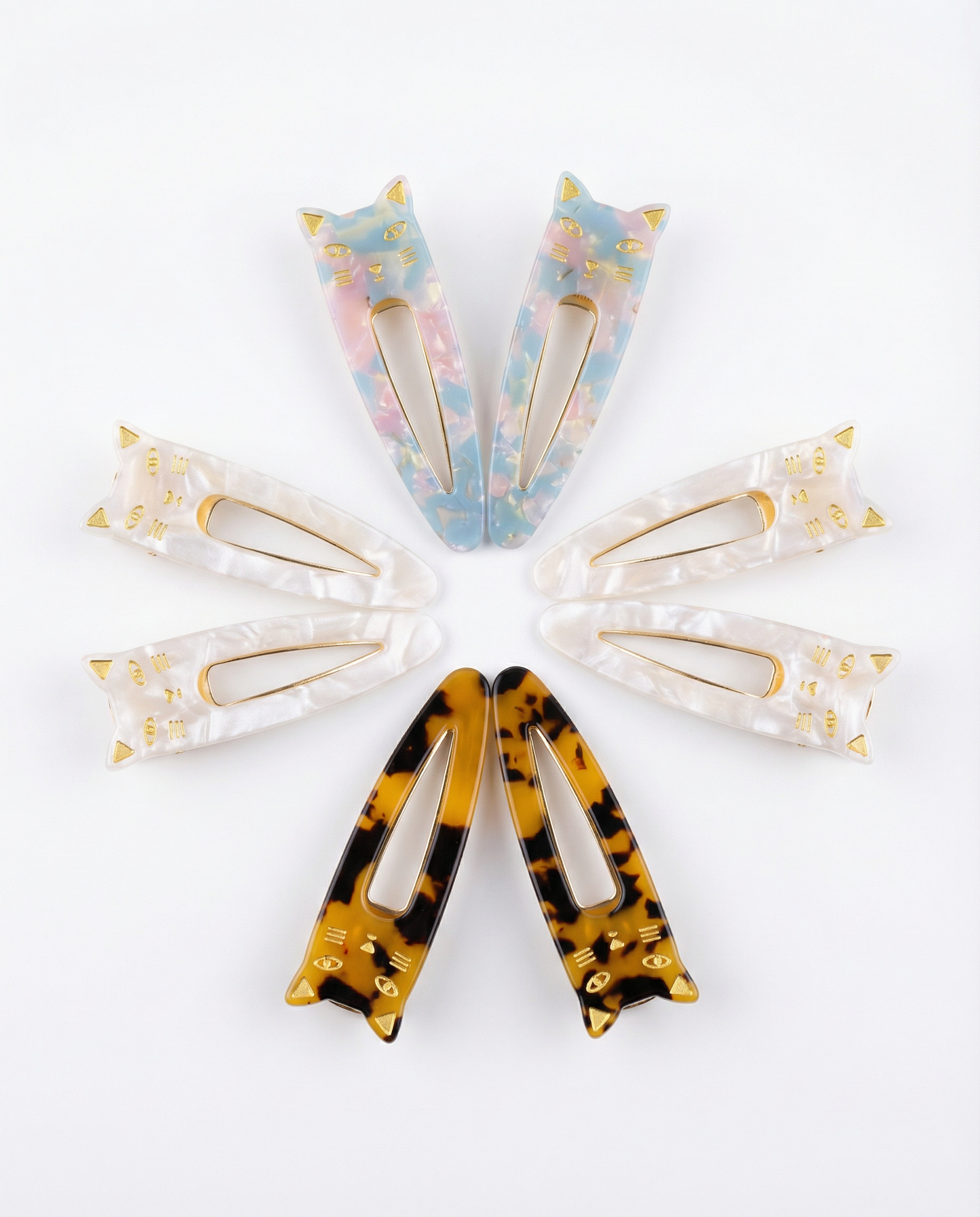Acrylic Cat Face Hair Clips — Set of 2