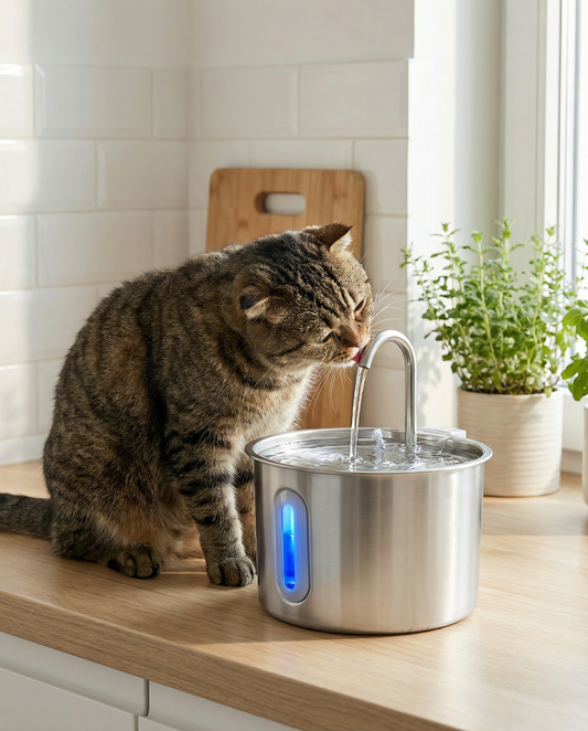Stainless Steel Cat Water Fountain with Filter