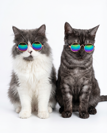 Round Rainbow Mirror Pet Sunglasses