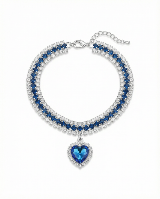 Heart of the Ocean Crystal Cat Collar Necklace