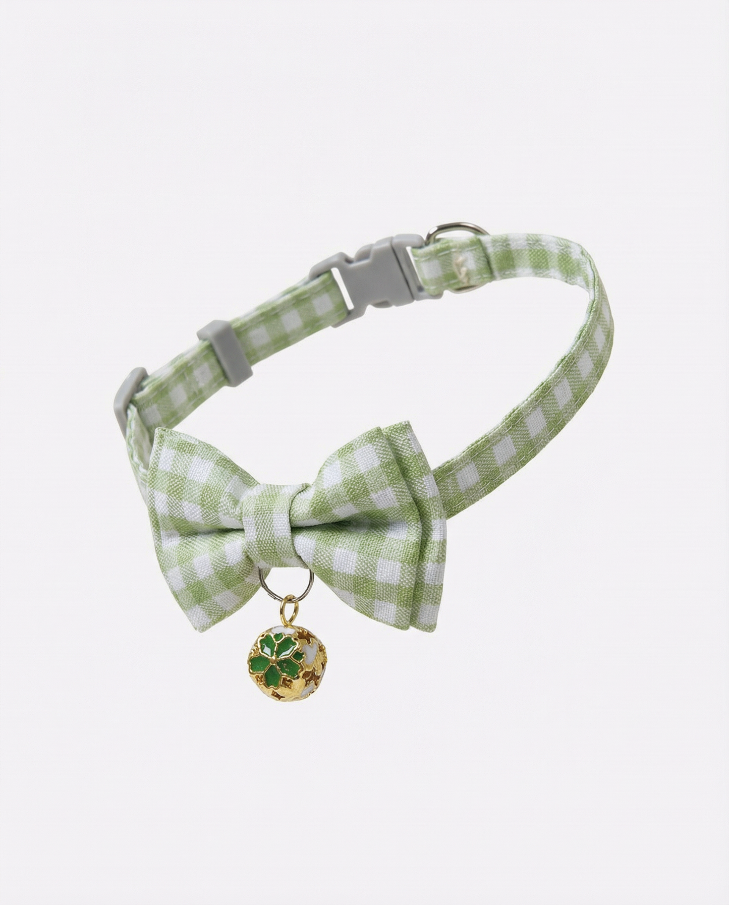 Gingham Bow Tie Cat Collar with Bell Charm