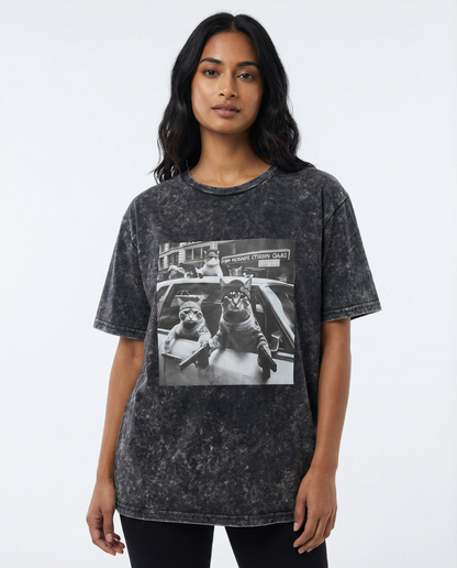The Street Cats Tee — Acid Wash Black - Unisex
