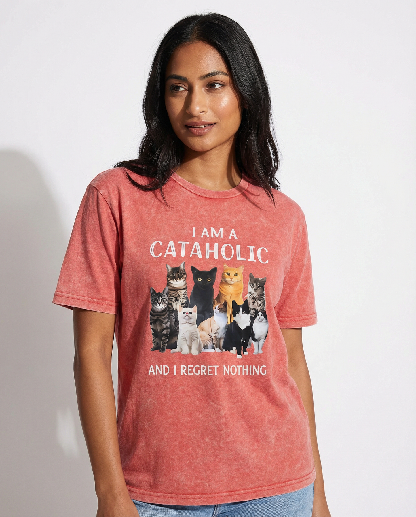 "I Am A Cataholic" Washed Graphic Tee