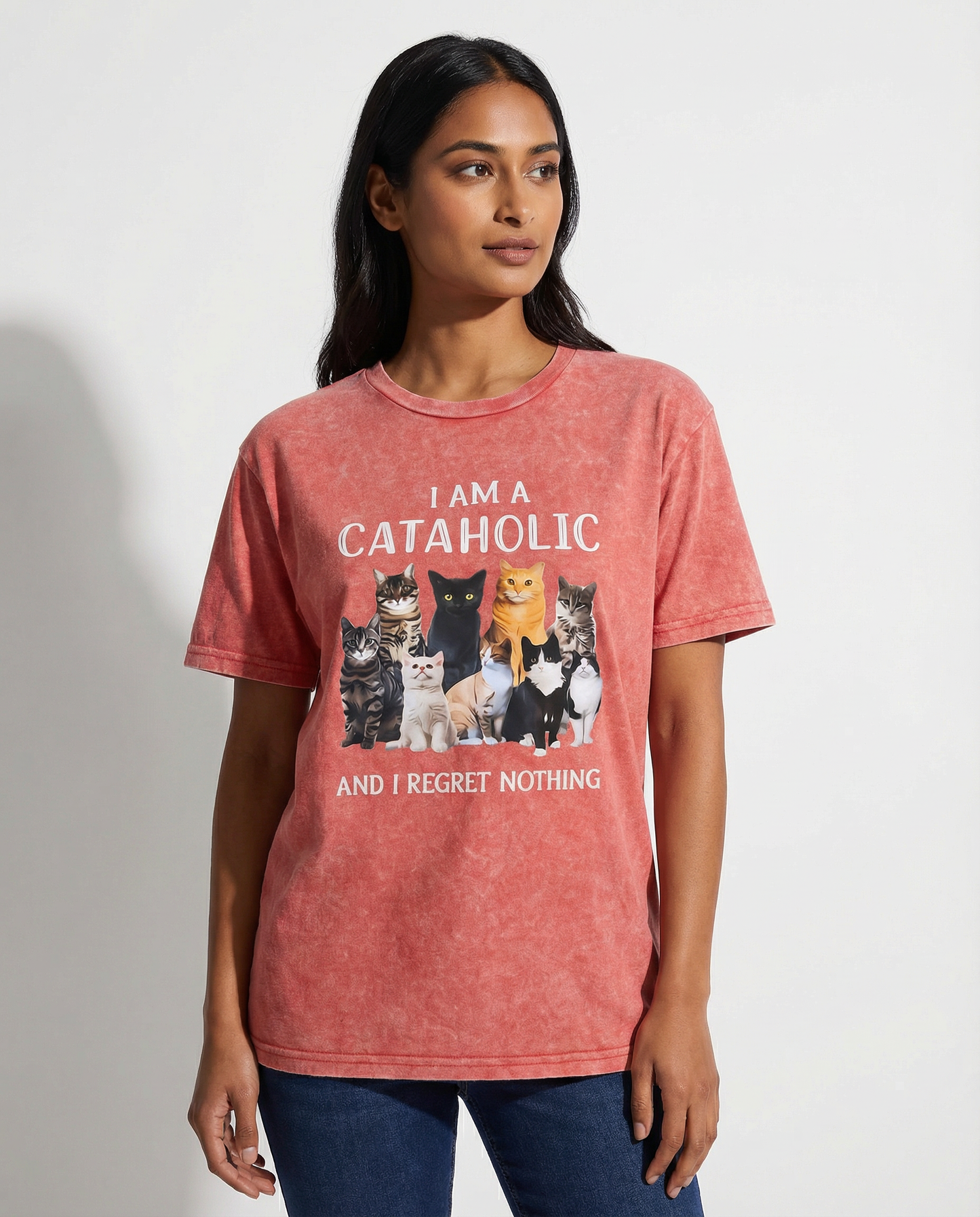 "I Am A Cataholic" Washed Graphic Tee