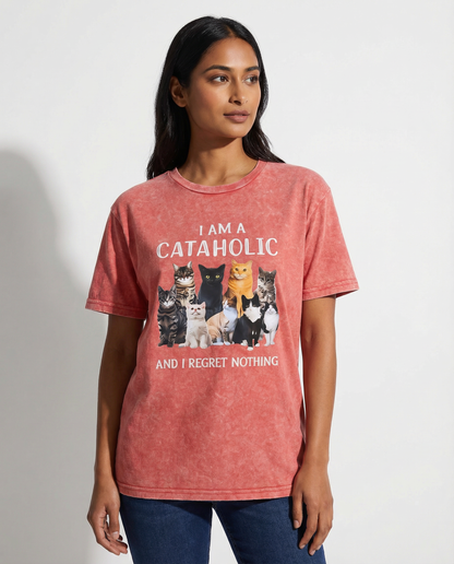 "I Am A Cataholic" Washed Graphic Tee