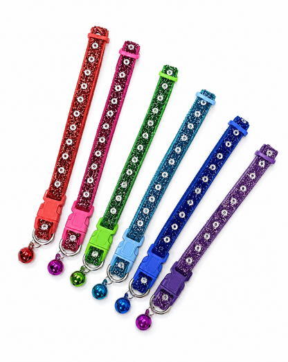 Glitter Sequin Cat Collar with Bell