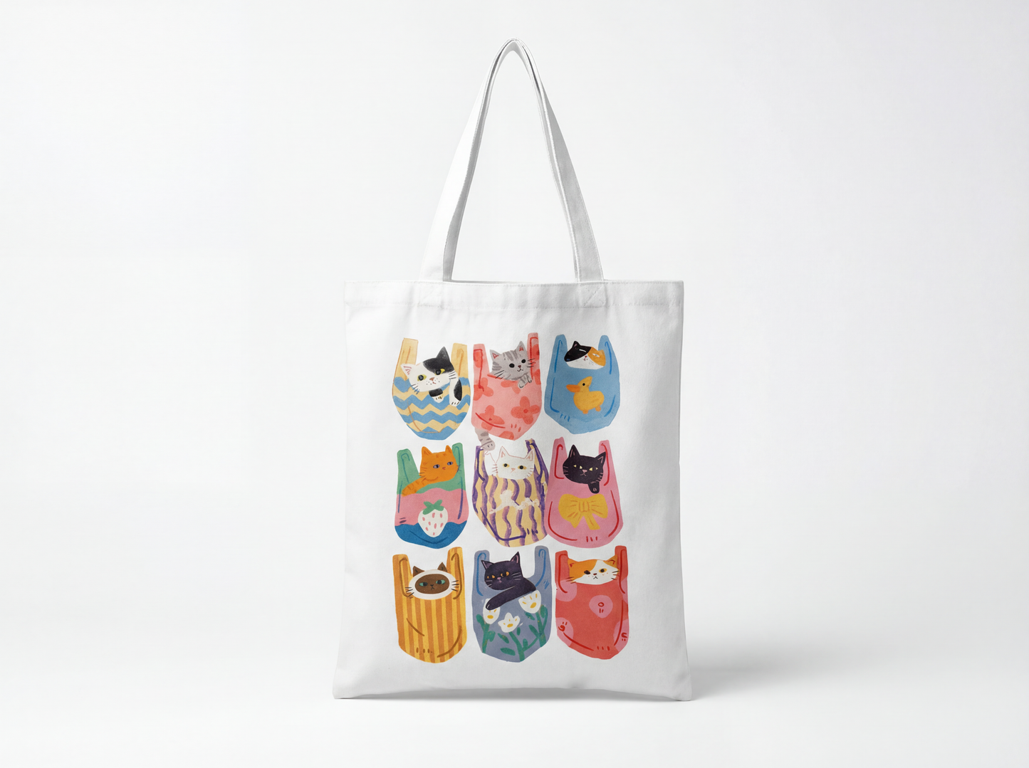 Cats in Shopping Bags Canvas Tote Bag