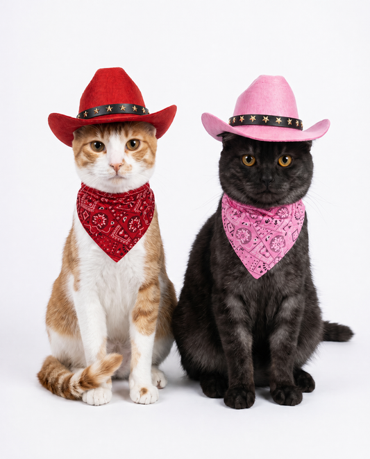 Hat & Bandana Collar Set - Available in Pink & Red