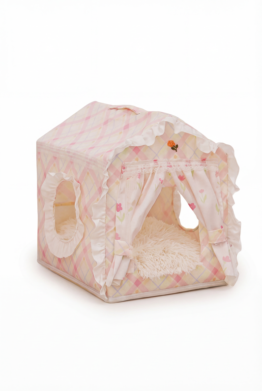 Princess Cat House Tent Bed — Floral Lace Edition