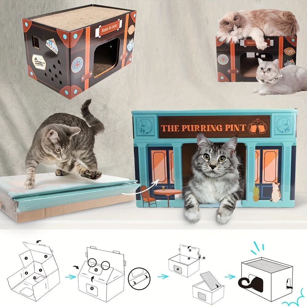 The Purring Pint Pub - Cat House & Scratching Board