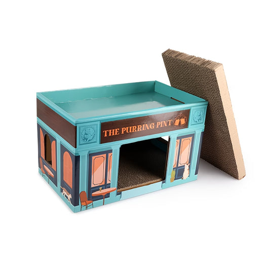The Purring Pint Pub - Cat House & Scratching Board
