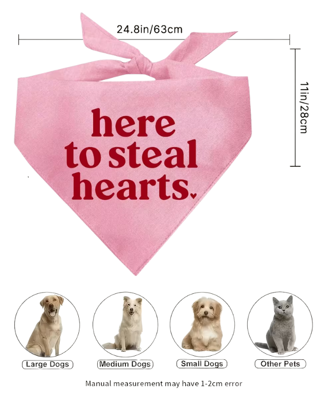 "Here to Steal Hearts" Pet Bandana