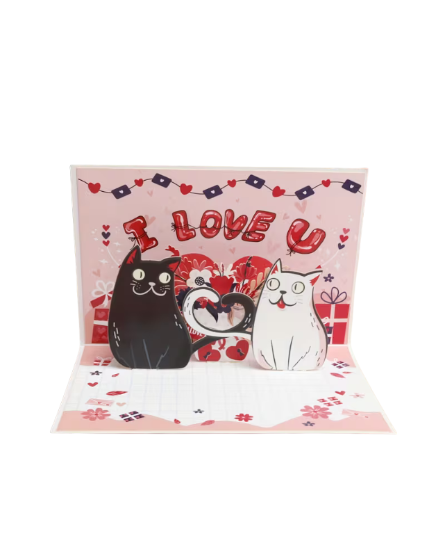 "I Love U" Cat Pop-Up Card