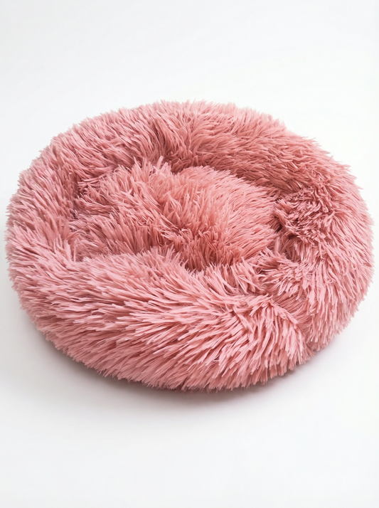 Shaggy Donut Pet Bed — Dusty Rose