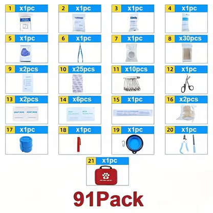 91 Piece Pet First Aid Kit